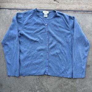 Vintage Talbots women’s blue cotton button up cropped long sleeve size large